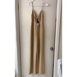 GUESS SL Dara Cut Out Jumpsuit - Baroque Gold, Size Small. Brand new, with tag